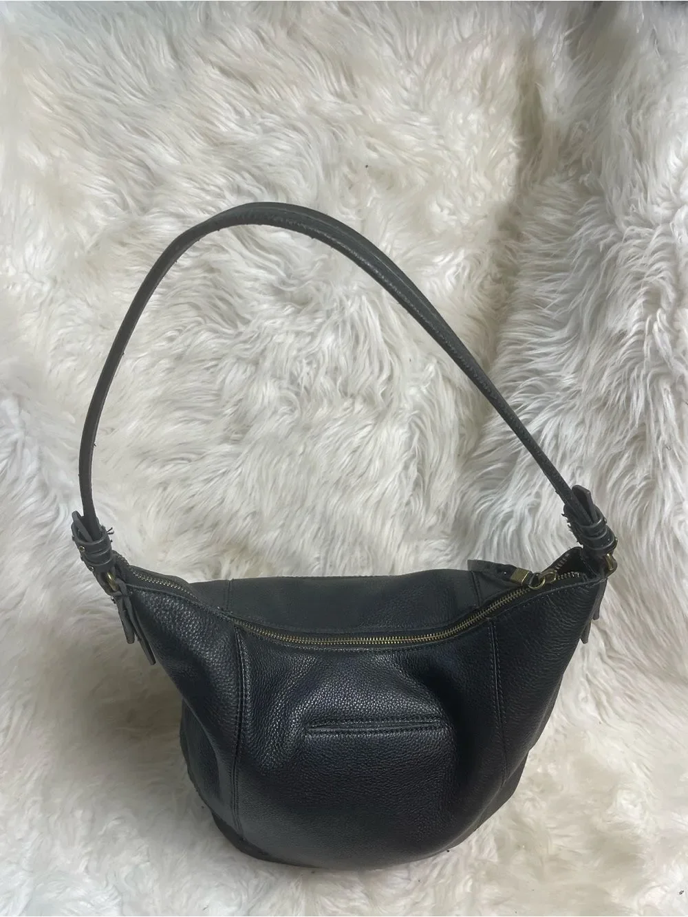 The Sack leather Black  Hobo Bucket style Shoulder Bag.